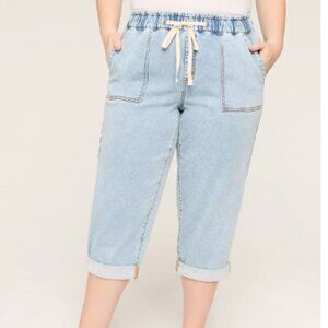 Lane Bryant Pull-On High-Rise Boyfriend Knit Denim Capri size 26